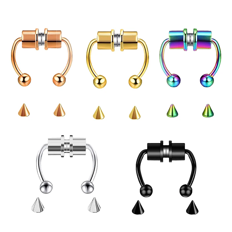 Fake Nose Ring Hoop Septum Non Piercing Nose Clip Stainless Steel Magnet Fashion Punk Women Jewelry