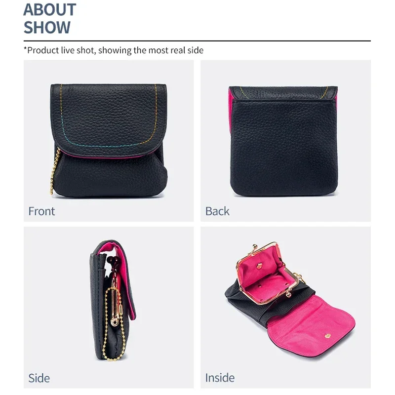 Women Small Coin Purse Bag Wallet Change Purses Money Bags Mini Wallets Real Leather Vintage Key Card Coin Earphone Holder Pouch