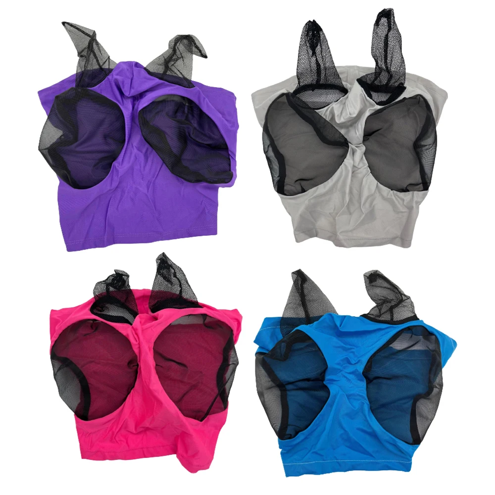 1pc Horse Flying Mask Anti-Fly Worms Breathable Stretchy Knitted Mesh Masks With Ears Horse Riding Equipment 2