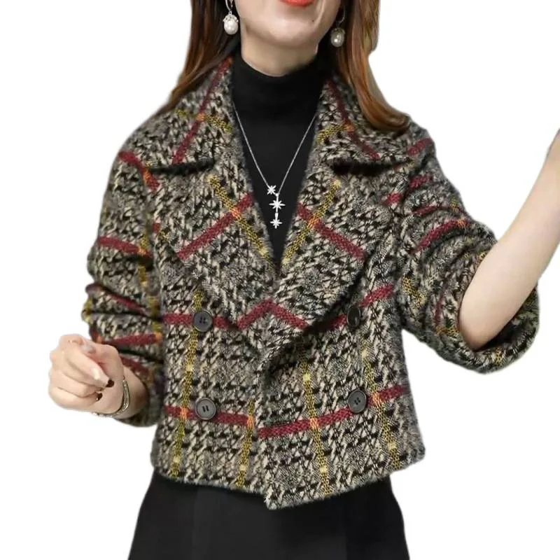 Plus Size British Style Plaid Short Coat Women's Warmth Fashionable Autumn Winter New Arrival High Quality Slimming Versatile... - Image 5