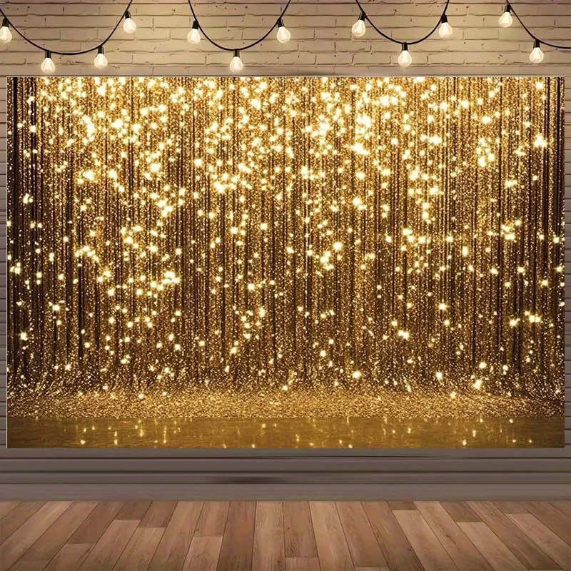 1, eleganter goldener funkelnder Hintergrund – geeignet für Geburtstage, Feiertage, Partys, mehrere Größen zur Auswahl