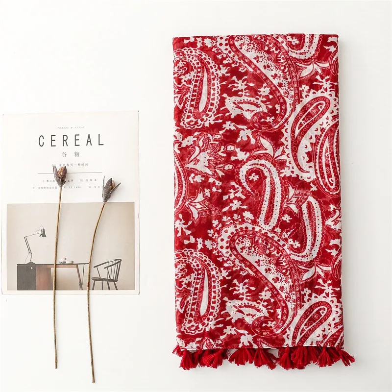 Luxus Neue Mode Spot Print Damen Frauen Schal Weibliche Baumwolle Leinen Schal Quaste Vier Jahreszeiten Moslemisches Hijab Wrap Lüften – Detail 21
