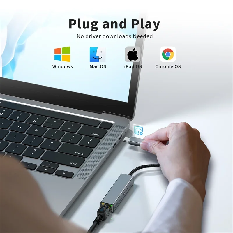 2 in 1 USB Type C to RJ45 USB-C Converter HUB PD 60W Fast Charging Type-C Network Card Lan Gigabit Adapter Cable For PC Notebook 4