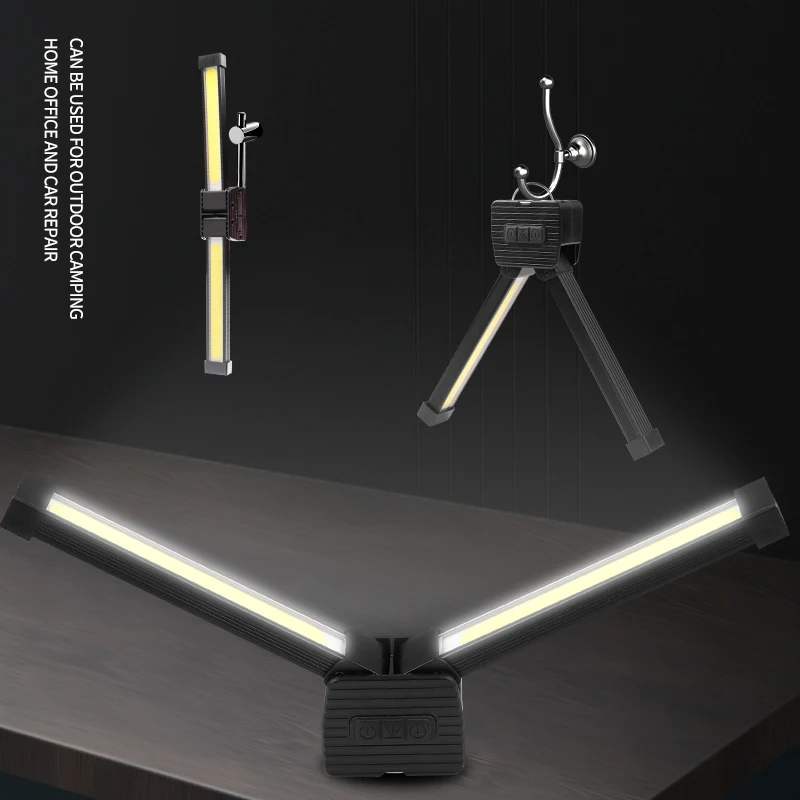 Portable XPE COB LED 90&deg; Folding Work Light USB Rechargeable Mini Magnet Hook Lights Bar Outdoor Camping Lamp Torch Flashlight
