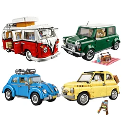 Technic fied – blocs de construction pour Mini voiture Cooper, jouets en brique, nouvelle collection 500, VW Volkswagen T1, Van 10220 10271 10252 