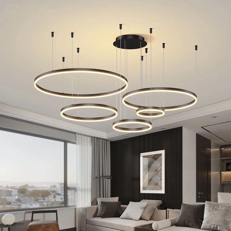 Modern LED Living Room Chandelier White/Gold Ring Ceiling Light led chandelier ceiling chandelier For Dining Room Bedroom Kitchen Lustre Home Indoor Lighting