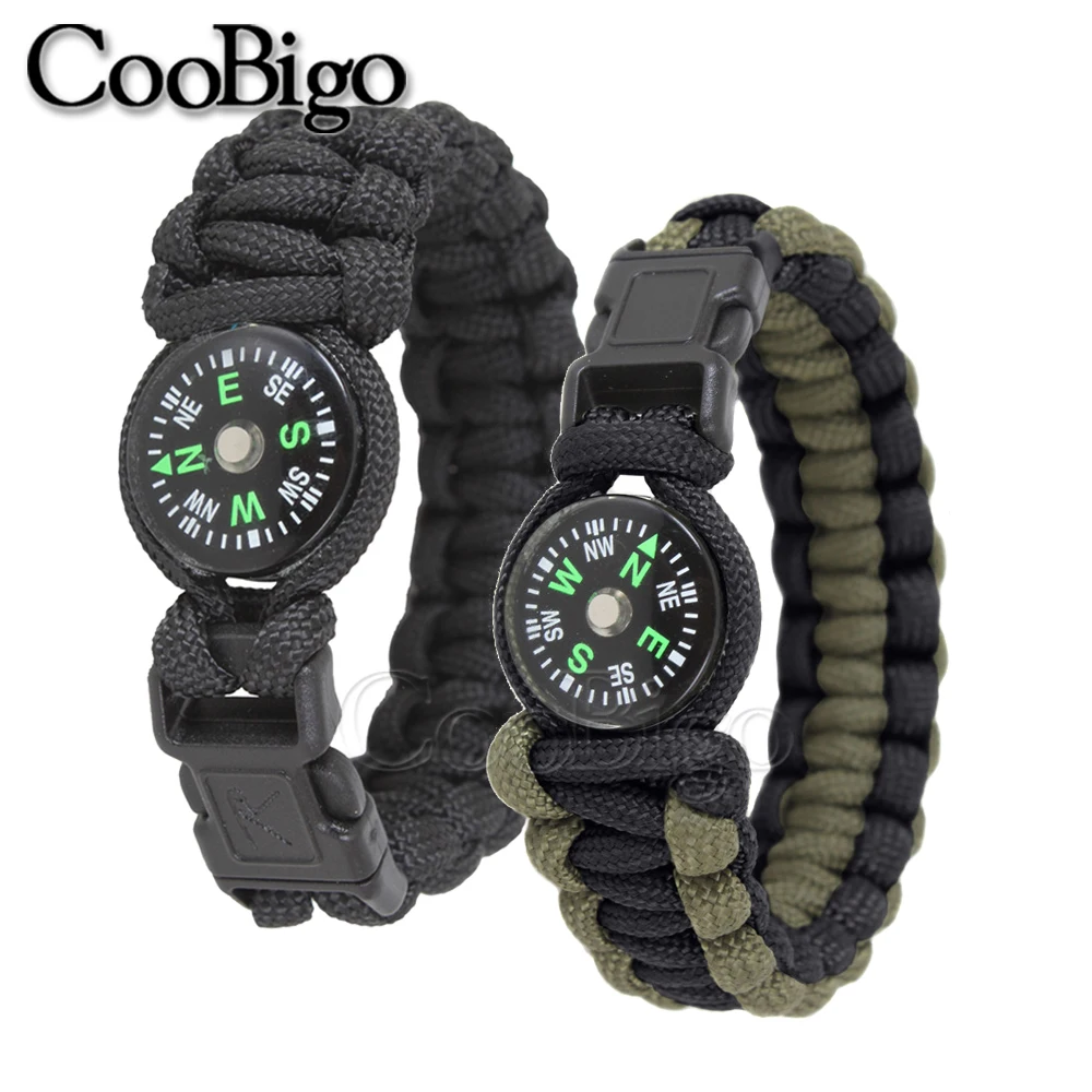 10pcs Paracord 팔찌 나침반 휴대용 휴대용 나침반 야외 캠프 야간 낚시 하이킹 등산 생존 탐색 도구