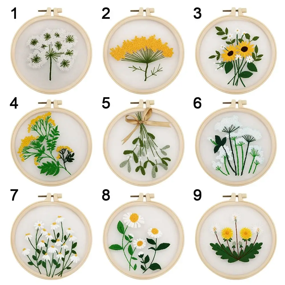 DIY Flower Embroidery Kit Dandelion Sunflower Painting Handicrafts DIY Material Kits Beginner Embroidery Kit Stitch