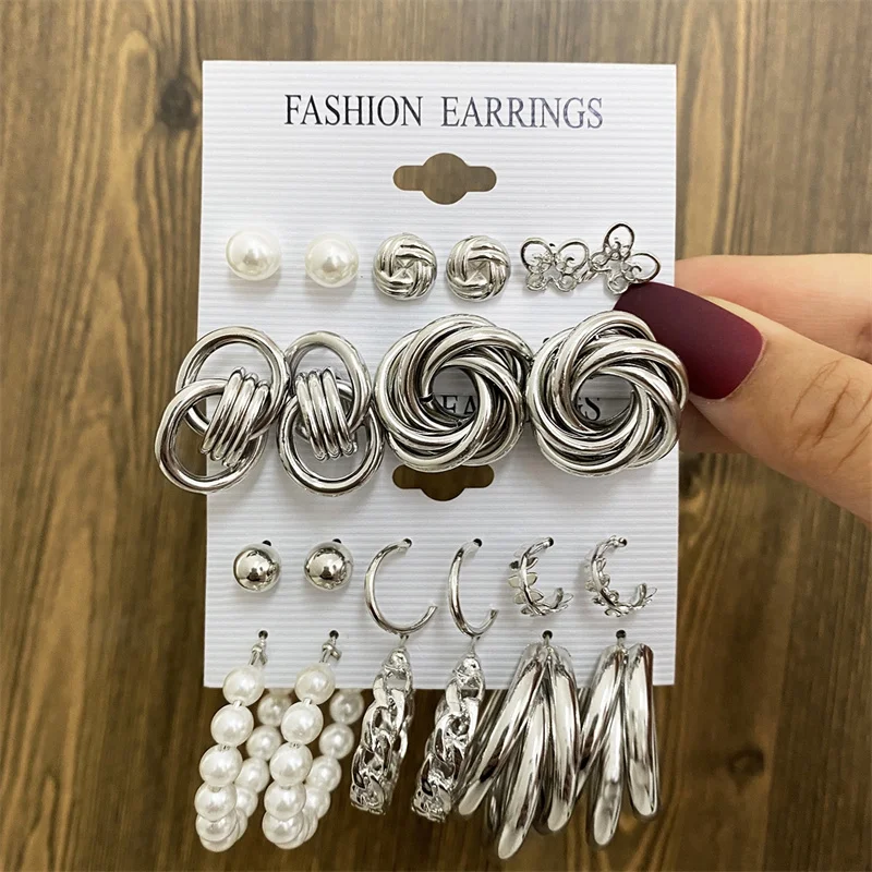 Metal Earrings Set Wholesale Trendy Colorful Butterfly Vintage Earring Set For Women Elegant Heart Dangle Wedding Party Jewelry