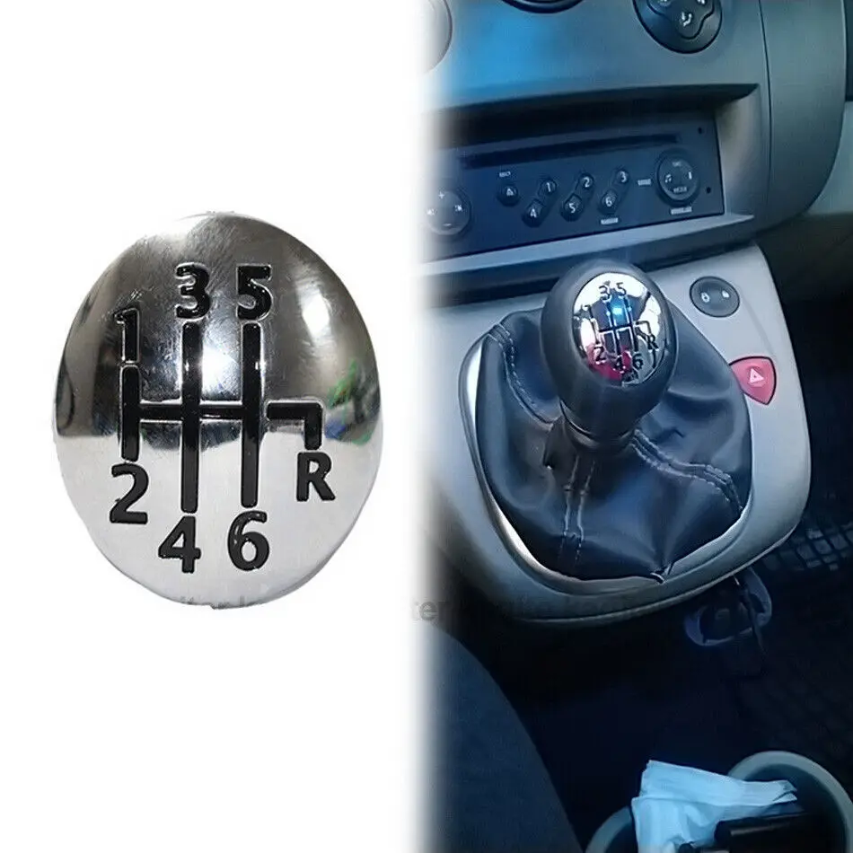 6+R Speed Car Gear Shift Knob Chrome Cover For Renault Megane Clio