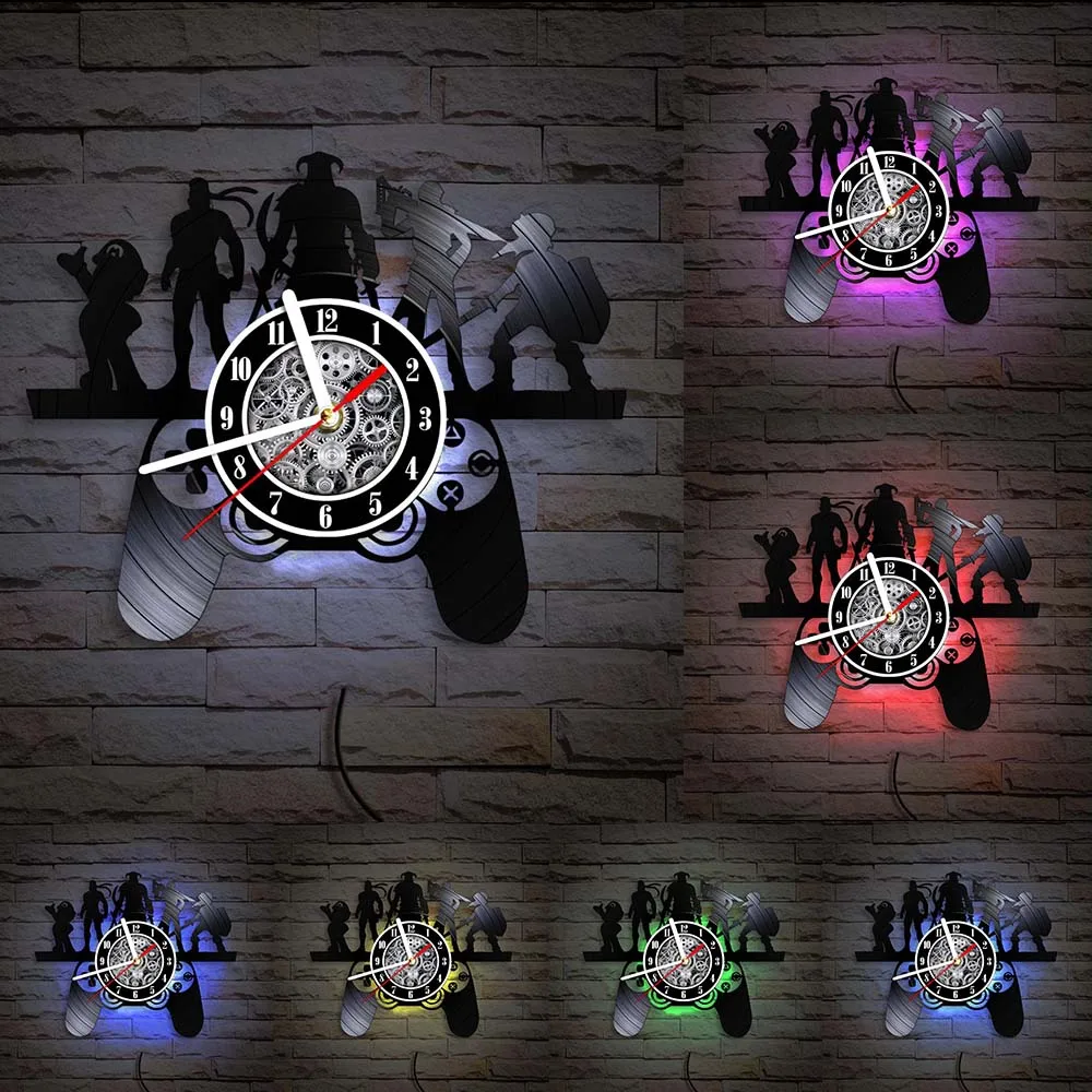 Video Game Controller Retro Vinyl Record Wall Clock for Boys Room Gamer Home Decor Timekeeper Gaming Artwork Silent Quartz Clock 5