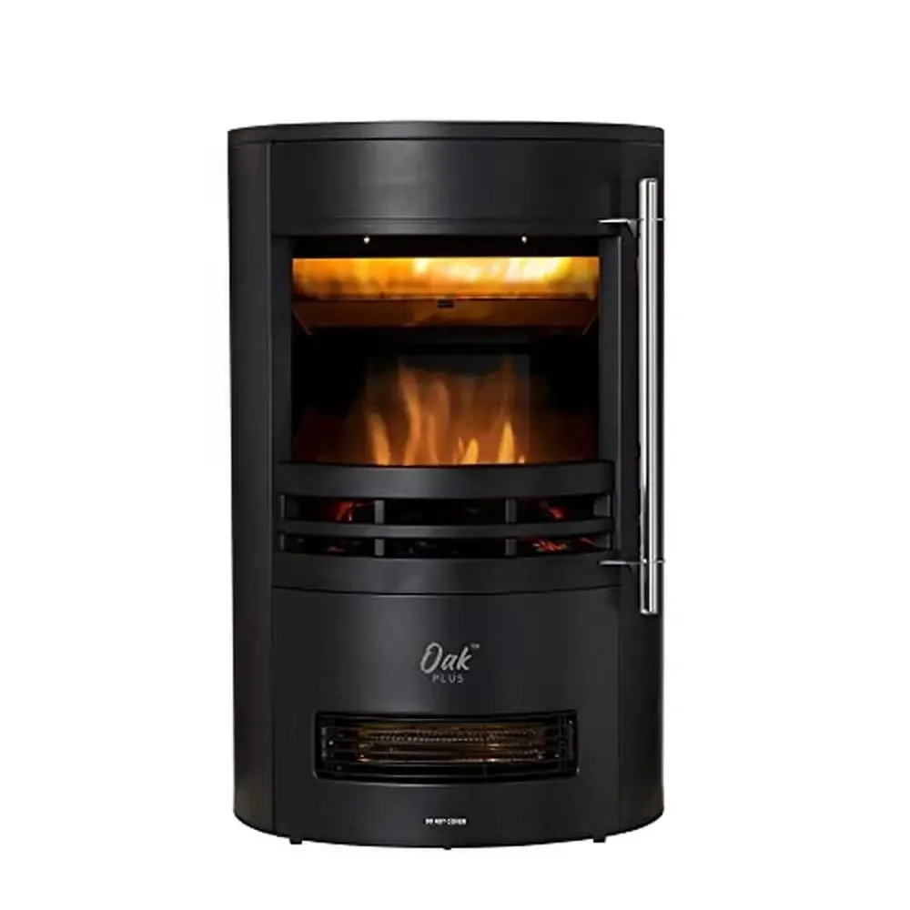3D Flame Log Electric Fireplace Heater Stove 25.5" Black Freestanding Design Silent Heater