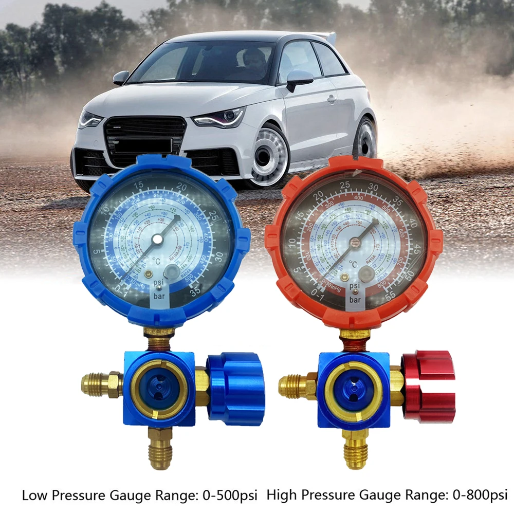 Air Condition Manifold Gauge with Sight Glass for R22/R410A/R134A/R404A High and Low Pressure A/C Refrigeration Tool 6