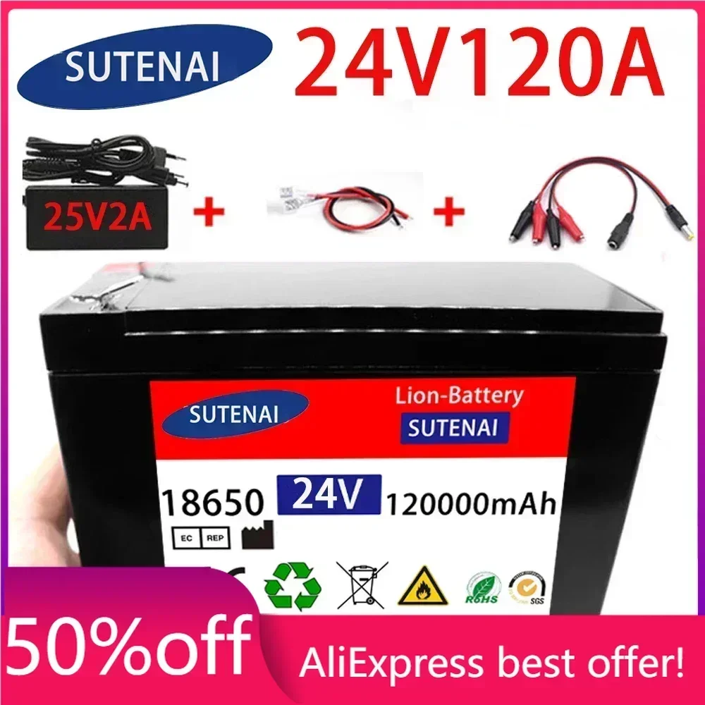 

24v 120A Li Ion 18650 Battery Electric Vehicle Lithium Battery Pack 21V- 25V 35Ah 120Ah Built-in BMS 30A High Current