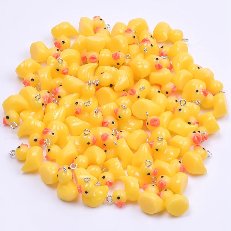 Resin Charms 10/30/50/100pcs/Lot Yellow 3D Duck Resin Charms Cute Animal Pendant For Jewelry Making Diy Earrings Keychain Craft Accessories