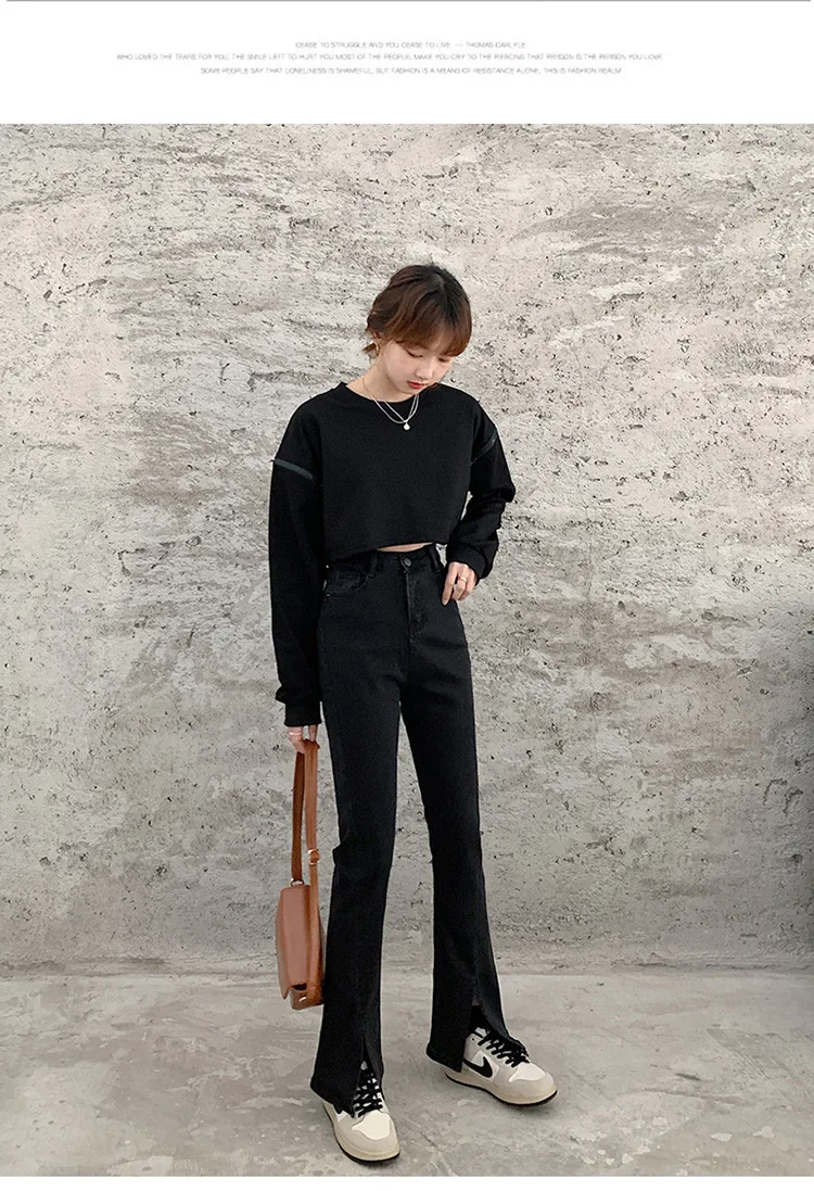 black mom jeans CGC 2022 New Spring Autumn Flared Jeans Women  Straight High Waist Jeans Casual Streetwear Slim Denim Pants Female Baggy Jeans brown jeans