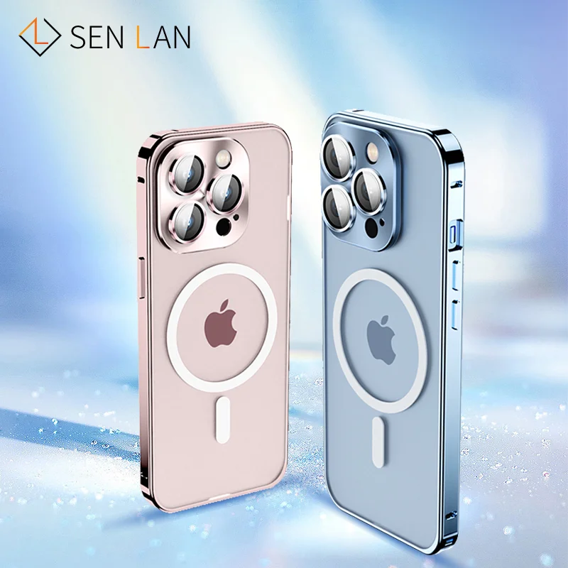 iphone 13 mini waterproof case Metal Magnetic Case For iPhon 12 13 Pro Max Mini Magsafe For Iphone Cover With Lens Alloy Film Aluminium Frame Wireless Charging iphone 13 mini case