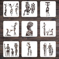9Pcs/Lot 20cm African Tribes Totem DIY Layering Stencils Wall Painting Scrapbook Coloring Embossing Album Decorative Template
