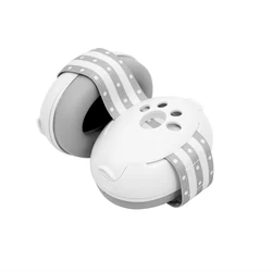 Infant Ear Protection Earmuffs with Soft Elastic Headband (White)