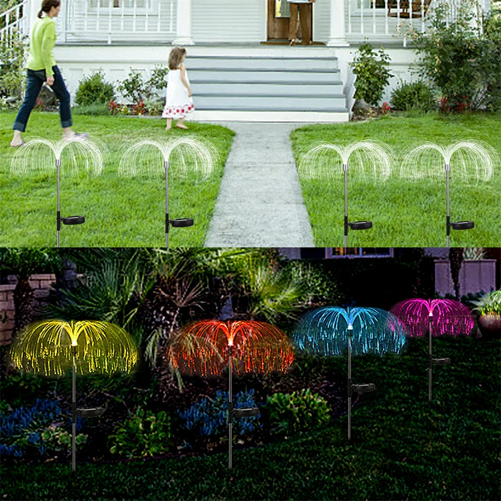 indoor solar lights Solar garden lights, fiber optic lights, jellyfish lights, luminous, charging, and plug-in lawn and garden decorative lights solar fence post lights