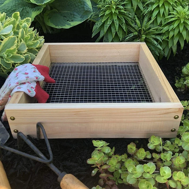 

Hand Held Cedar Garden Sifter for Compost, Dirt and Potting Soil Rough Sawn Sustainable Cedar