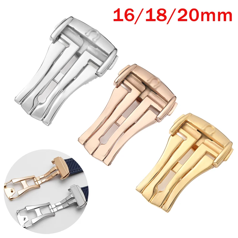 16 18mm 20mm Stainless Steel Watch Buckle for Omega Watch Band Clasp Leather Metal Deployment Button Folding Buckles Accessories watch buckle clasp watch buckle