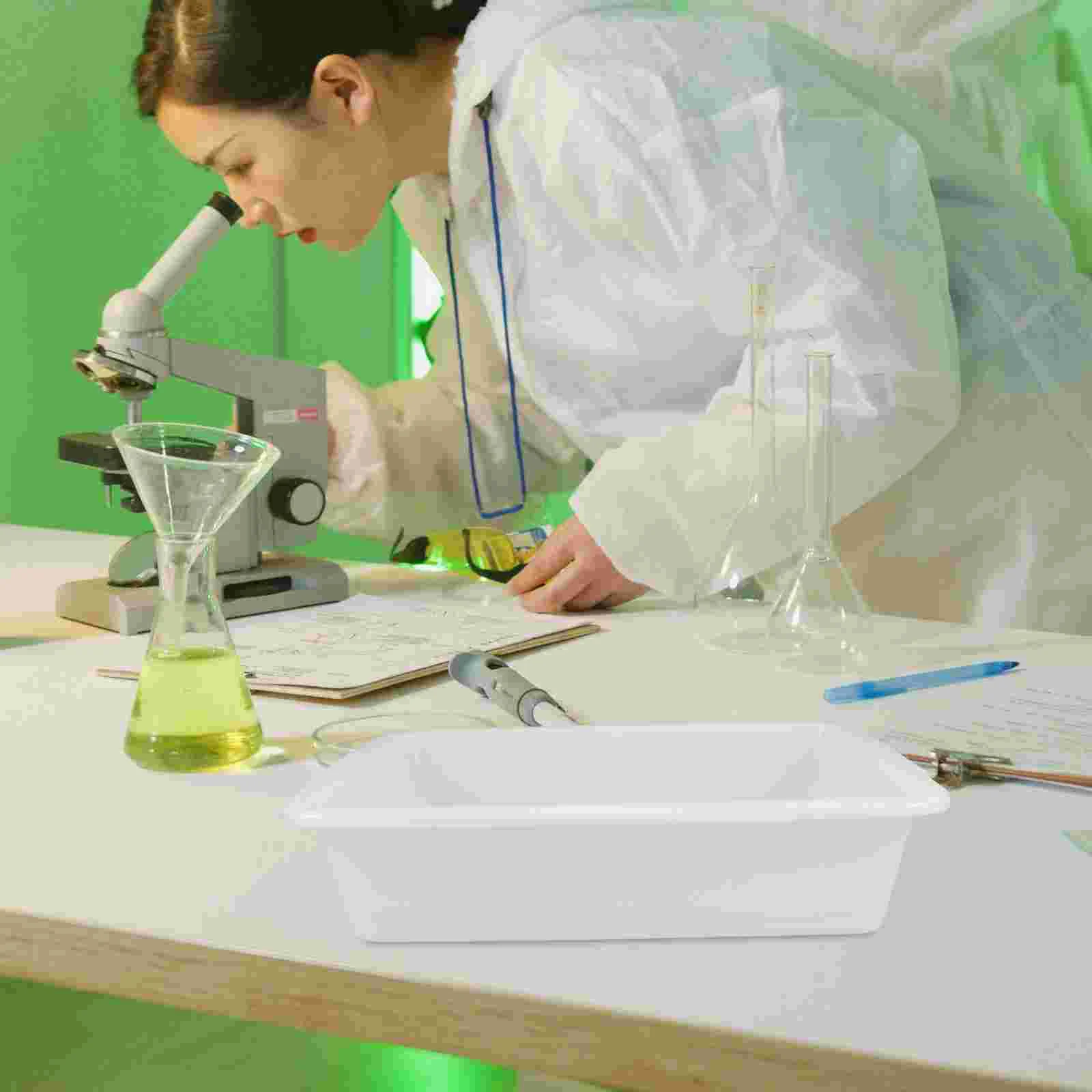Anti Leak Plastic Tray for Chemical Lab Drip Proof Storage Teaching Supplies Shallow Pan Utility Trimming Sample