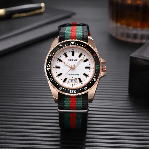 New fashionable men's nylon strap calendar watch, luxurious and simple business men's and women's night light quartz watch - Image 2