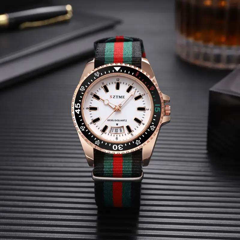 New fashionable men's nylon strap calendar watch, luxurious and simple business men's and women's night light quartz watch - Image 2