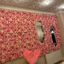 Jedwabna róża kwiatowa dekoracja ślubna Ramadan ścianka ze sztucznych kwiatów dla ślubny wystrój domu Baby Shower tła ściana ślubna tanie tanio Topbeautybar CN (pochodzenie) Sztuczne kwiaty HYBRID Główka kwiata Ślub Jedwabiu 60X40cm