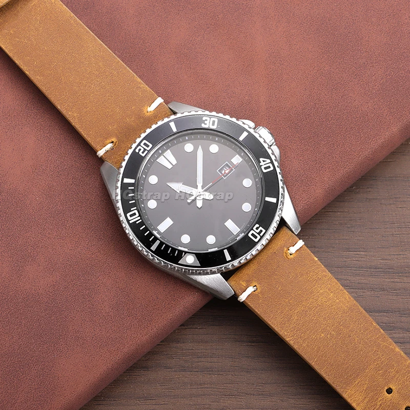 Handmade Vintage Leather Watch Strap - Retro Soft Cowhide Wristband, Multiple Sizes Available