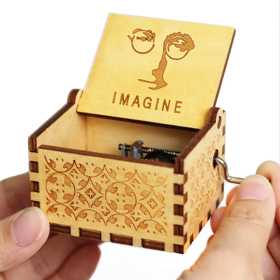 HOT Wooden Hand Crank Black Music Box Children's Holiday Gifts Christmas Gifts New Year Gift
