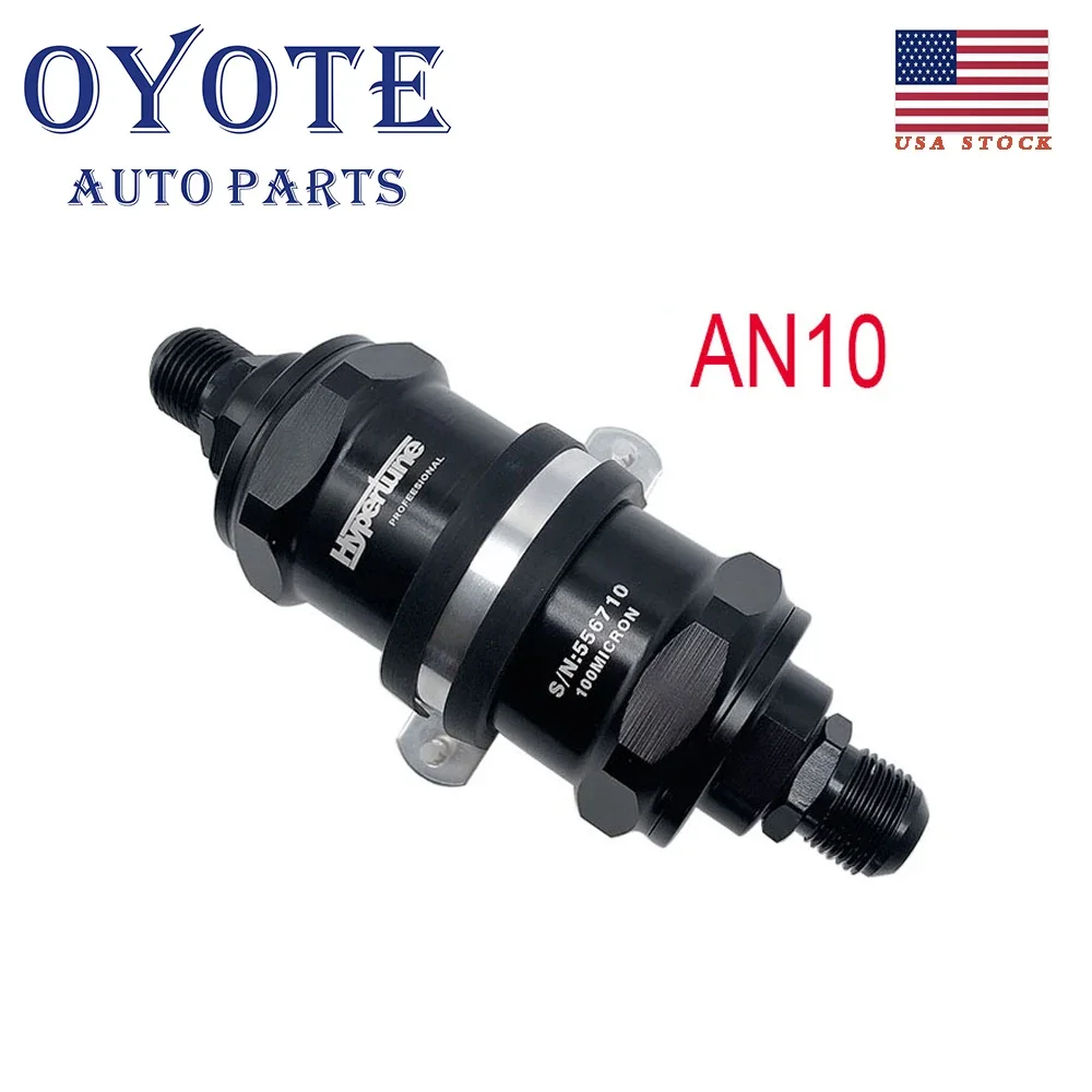 AN6 Inlet/Outlet Fuel Filter For E85 Ethanol - 100 Micron Stainless Steel Element, Performance Fuel Filter