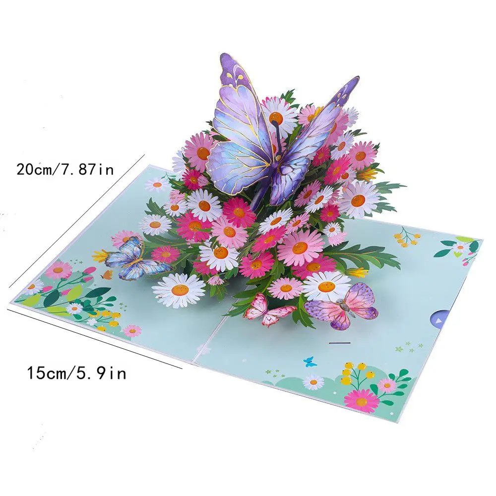 3D Butterfly Greeting Card Multilingual Personalized Note Card for Birthdays, Mother's Day, Father's Day, Anniversaries,Weddings greeting cards