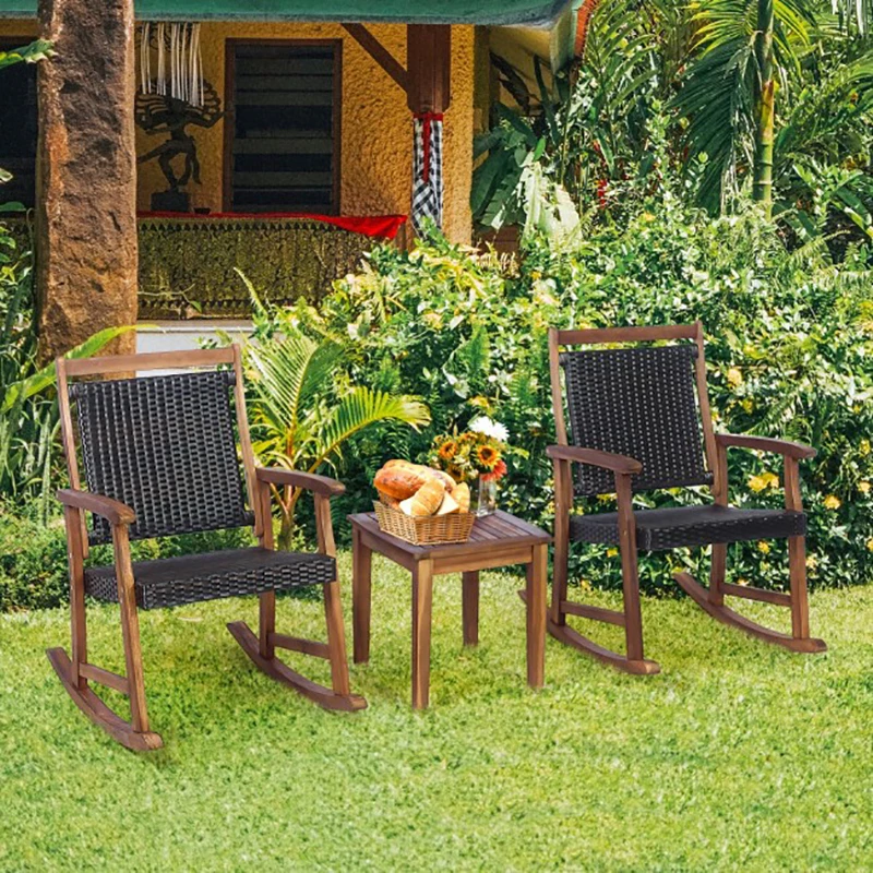 Sedia a dondolo da esterno in legno di Acacia con cuscini lavabili  rimovibili sedie da giardino per mobili da giardino all'aperto - AliExpress