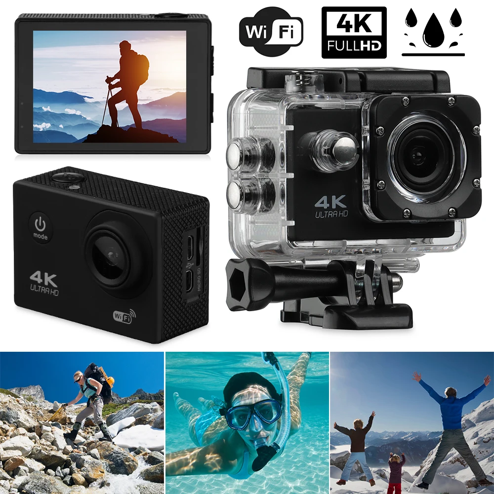 Kamera WiFi Aksi Ultra 4K 1080P Camcorder Olahraga DV Kamera Bawah Air