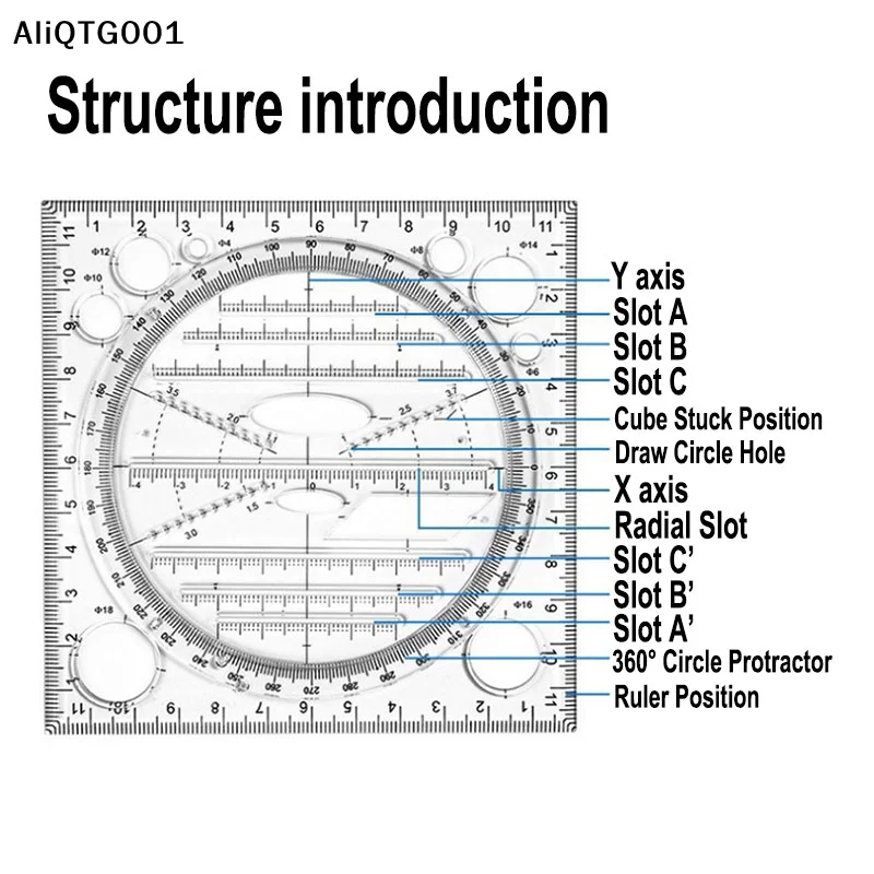 다기능 회전식 도면 템플릿 예술 디자인 건축 건설 건축가 입체 기하학 원형 측정 눈금자