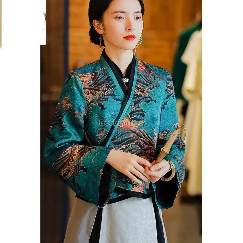 

2023 Chinese traditional hanfu blouse women vintage clothing women vintage cheongsam blouse elegant festival vintage top