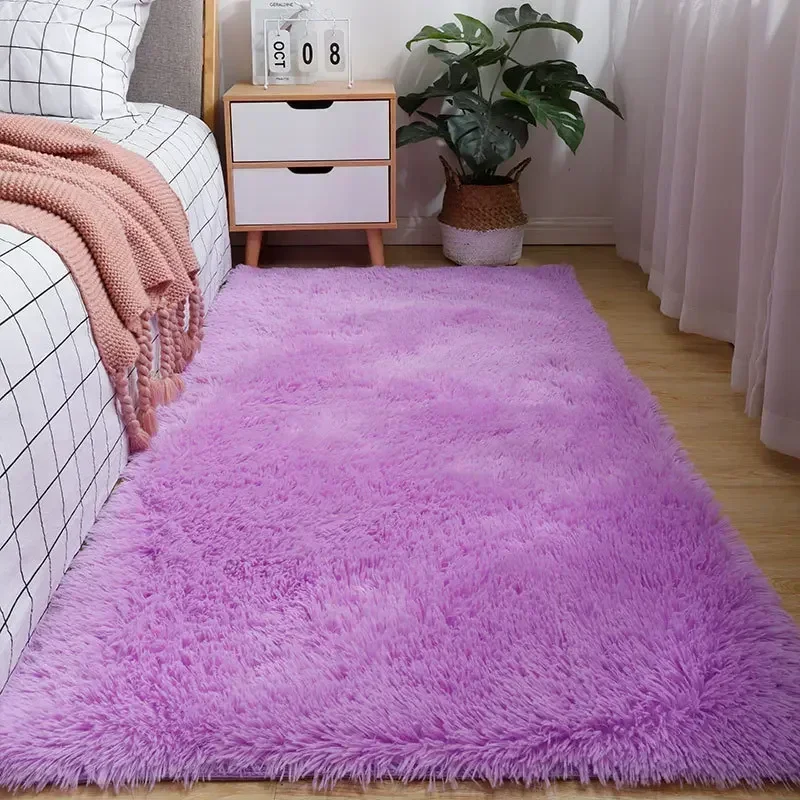 

Living Room room bedroom bedside simple spread tie-dyed silk carpet home pure color silk wool floor mat blue