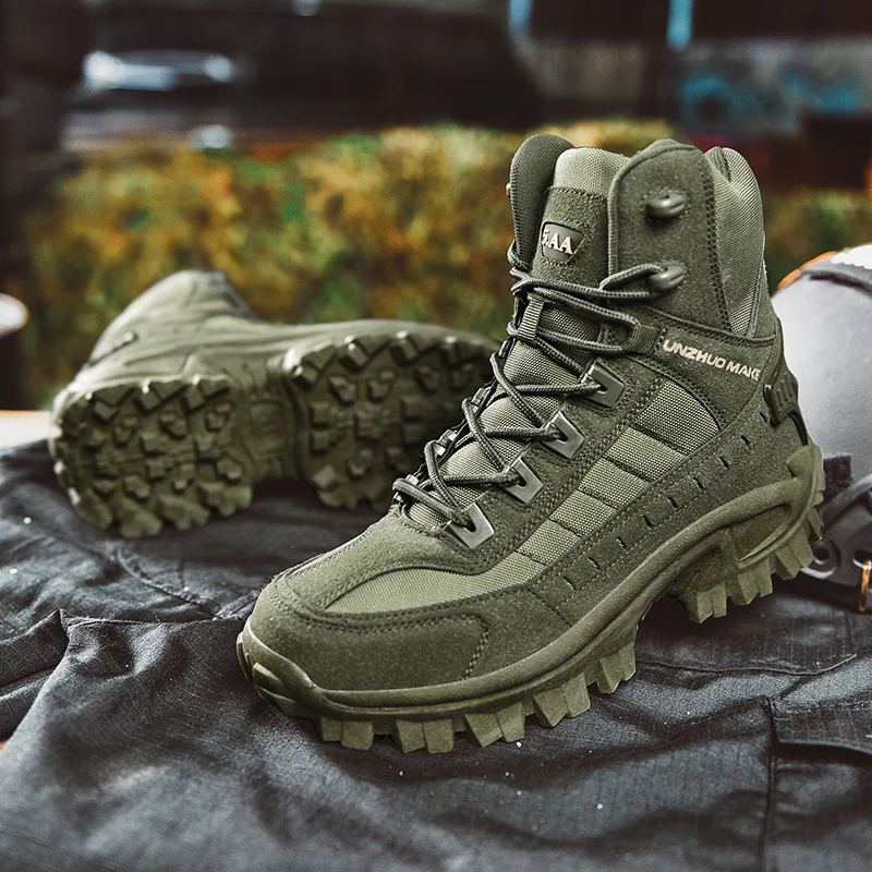 2022 New Winter Footwear Military Tactical Mens Boots Special Force Leather Desert Combat Ankle Boot Army Men's Shoes Plus Size