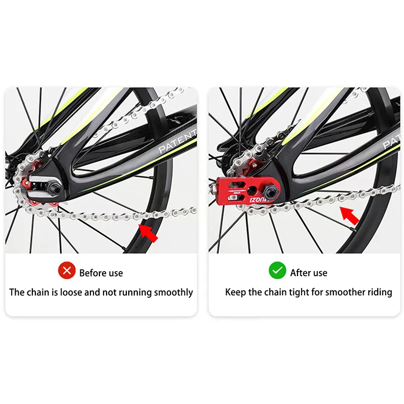 ..1Pc 10MM 더블 홀 자전거 체인 텐션 조절기 BMX 접이식 고정 기어 자전거용 자전거 단일 속도 텐셔너 체인 조절기