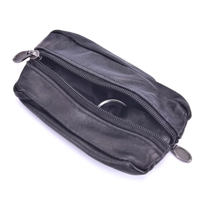 Men Key Case Leather Wallets Coin Purse Soft Zipper Bag Keychain Cover For Money Pocket Thin Wallets Ring Pouch Card Purse kavis coin purse genuine leather men wallet mini zipper soft purses car key bag for money pocket small holder for coin chain