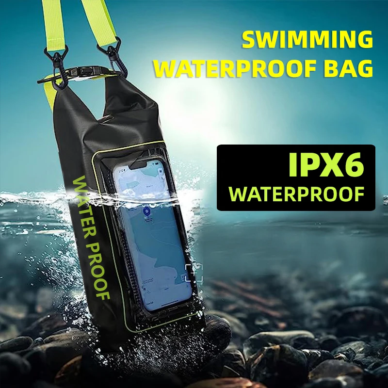 Mobile Waterproof Bags 2L PVC Swimming Bag for Drifting Rafting Surfing Gym Dry Handbag Outdoor Sports Beach Accessories XA394Q