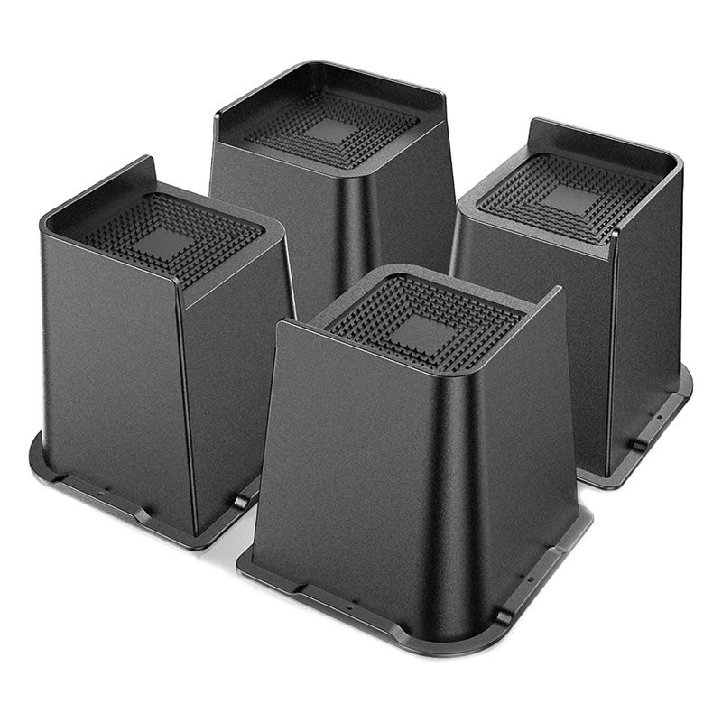 

6Inch Table Risers Height Trapezoidal L Shape Half Top Spikes Bottom Rubber Strip King Bed Riser 4 Piece Furniture Riser