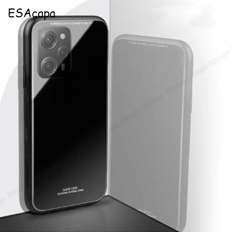 Magnetic Ring Holder Stand Shockproof Protective Phone Case with Tempered Glass Back Cover