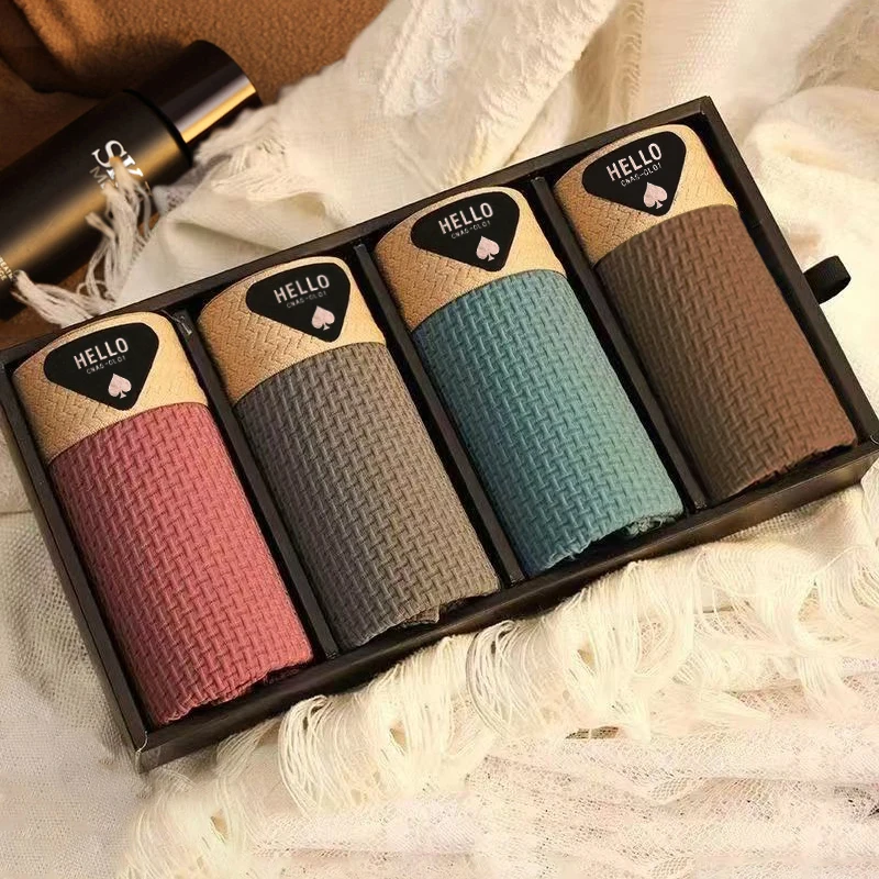 4 قطع الرجال الملاكم السراويل الجليد الحرير الملاب...