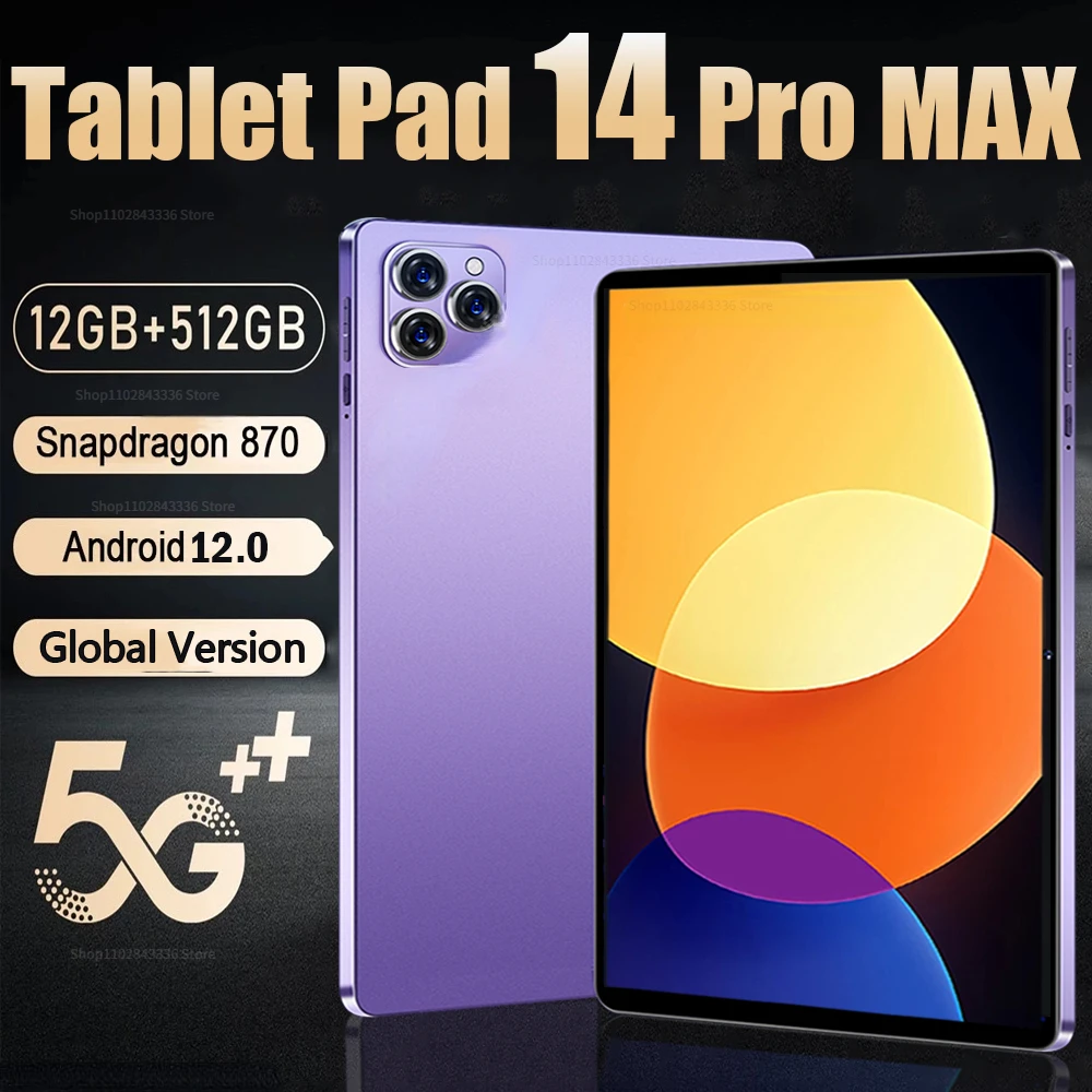 Tablette PC grand écran 14 , 1920x1080 IPS, appareil photo 5 + 13MP, 12 +  256 Go octa-core, 2 en 1, ordinateur portable Android, version globale -  AliExpress