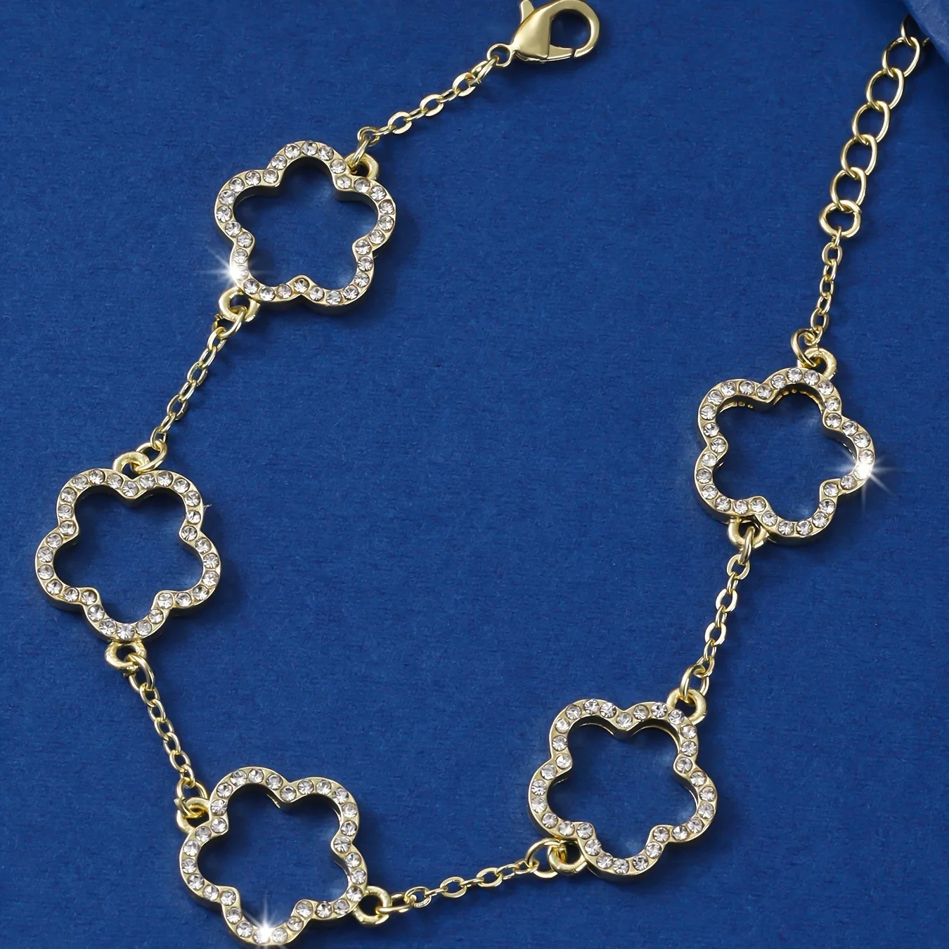 Hollow Cubic Zirconia Gold Plated Flower Bracelet Fashion