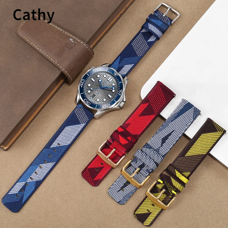 Cinturino In Nylon Maschio Per Dw Longines Seiko Omega Huawei Gt Cinturino Per Orologio In Tela Traspirante Impermeabile Accessori 18Mm 20Mm 22Mm