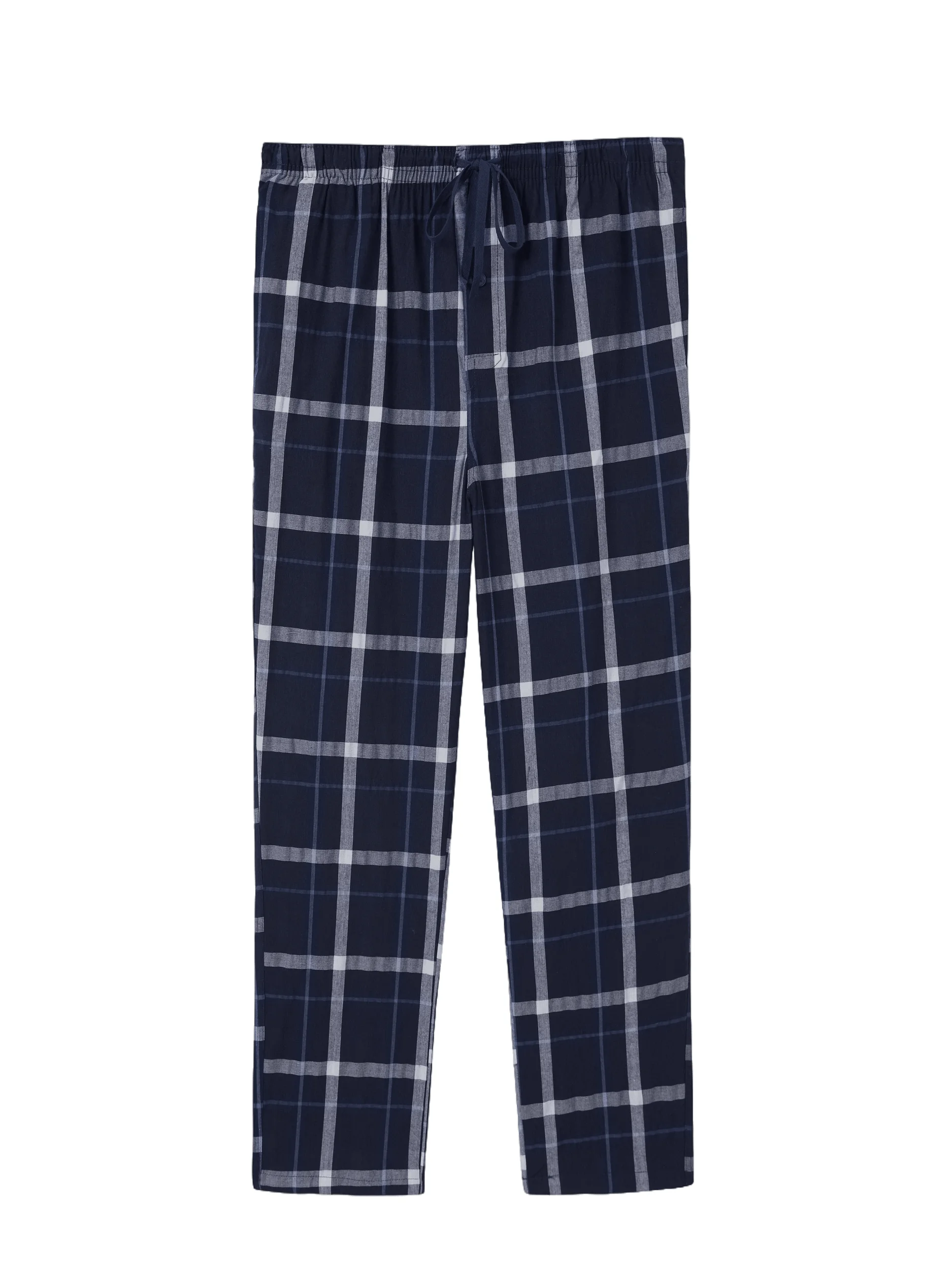 Men's Pajama Pants Autumn New Checked 100% Cotton Thin Soft Comfortable Elastic Waistband with Pockets Home Lounge Pants